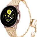 22mm Strap intended for Fossil Gen 6 (44mm) / Fossil Gen 5 5 Garrett HR/Julianna/Carlyle /Gen 5E (44mm), Bling Diamond Stainless Steel Watch Band Quick Release Adjustable Jewelry Bracelets Wristband (gold)