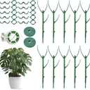 10Pcs Stackable Monstera Plant Support Stakes, Indoor Climbing Poles with Clips and Ties for Potted Plants and Pothos