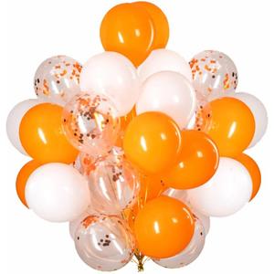 12 inch Orange and White Balloons,Orange and White Confetti Balloons for Birthday Party Decorations