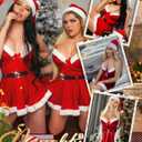 RSLOVE Christmas Lingerie for Women Sexy Santa Lingerie Set Babydoll Chemise Sleepwear (Red, S)