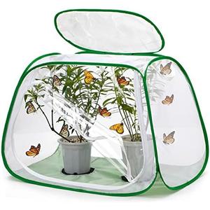 XingYunEr Outdoor Pop-up Large Insect and Butterfly Net Habitat with Rainproof top Cover Increase Survival Rate, Windproof Trapezoidal Design，Collapsible Caterpillar Growing Mesh Cage Terrarium