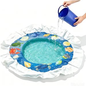7.2x7.2 Ft Baby Beach Pool, Beach Pool for Toddler, 2 in 1 Kiddie Puddle Pool, Kids Beach Play Blanket with Water Bucket, Large Beach Puddle for Seaside & Outdoor Camping Vacation