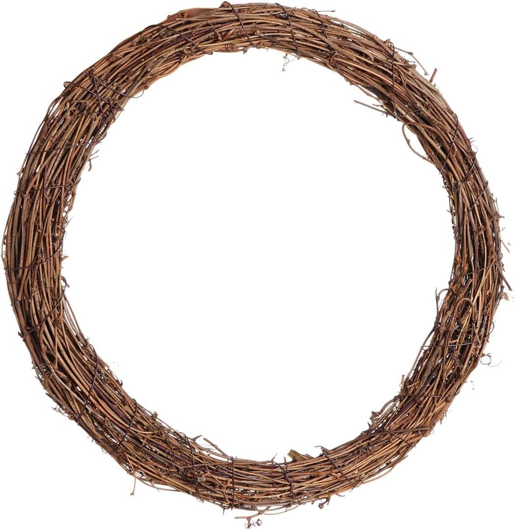 Grapevine Wreath Set, Marrywindix 1 Piece Natural Vine Branch Wreath Christmas DIY Rattan Wreath Garland for Christmas Holiday Craft Wedding Decor (14 in.)