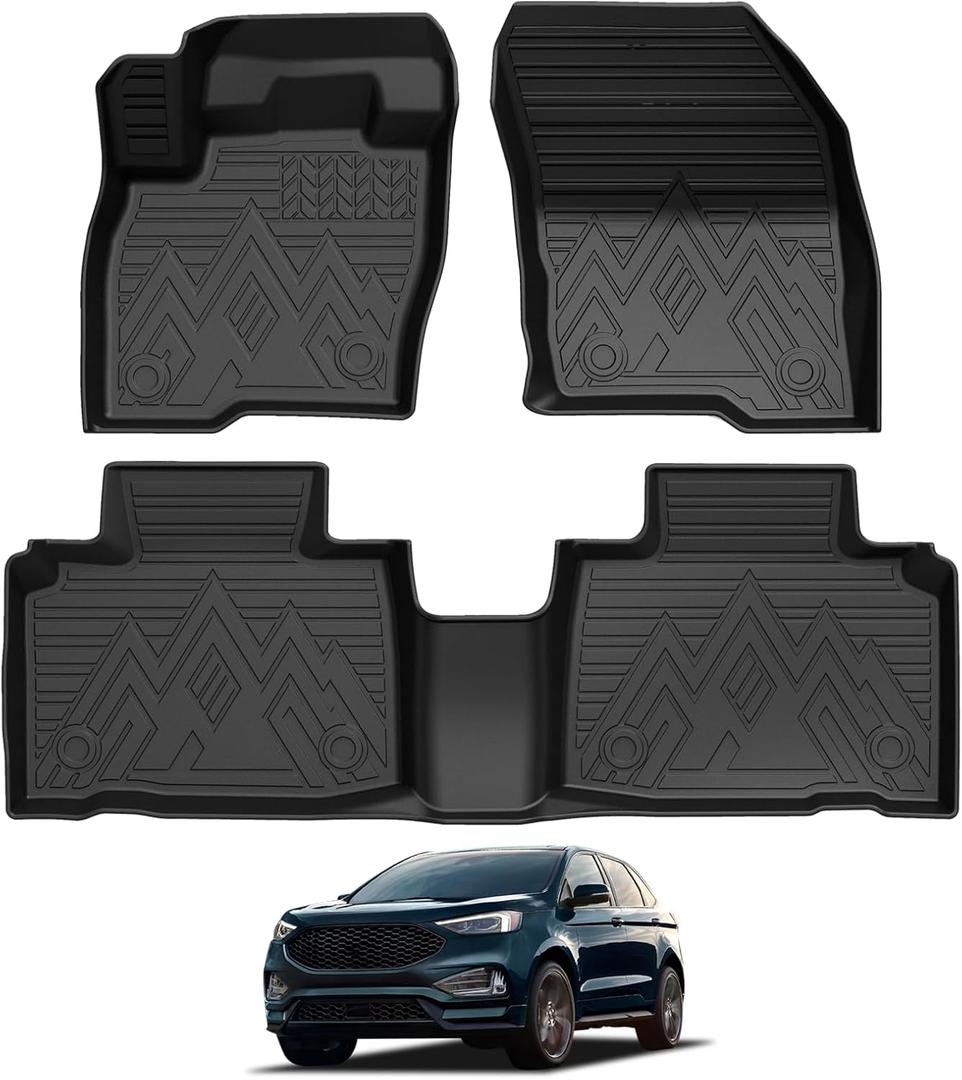 Falafa Floor Mats Fit for 2015-2025 Ford Edge, TPE All Weather Custom Floor Liners for 2015-2025 Edge Full Set 1st and 2nd Row Non-Slip Odorless