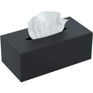 FEMELI Acrylic Tissue Box Cover Rectangular - Matte Solid Cube Napkin Holder with Magnetic Bottom, Modern Decorative Facial Paper Dispenser for Bathroom, Bedroom, Kitchen - Black (9.85*5.1*4.5 inch(L*W*H))