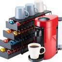 FlagShip for Nespresso Pod Holder Drawer Large Mullti Tier Coffee Pod Holder Vertuo (4 Tier (80Pods Capacity)) Black - 15.6"L x 5.4"W x 11.2"H