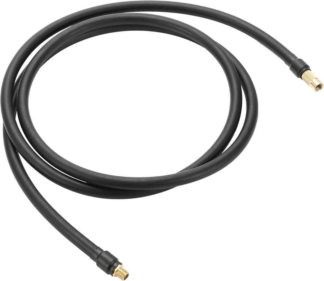 Motoforti Universal Tire Inflator Extension Tube Air Pump Extend Hose Adapter Tire Valve 70.87inch M8x0.8 10mm OD Durable Rubber Gold Tone Connector