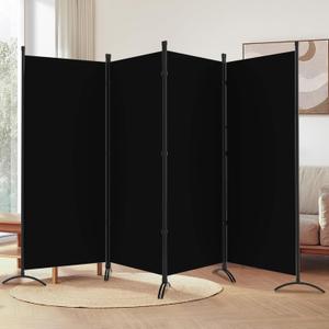Room Divider, 6FT Tall Folding Partition Room Dividers 4 Panel, Portable and Freestanding Room Divider Screen Wall Divider for Home and Office, Black