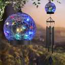 Garden Wind Chimes Outdoor, Solar Hanging Glass Ball Wind Chimes with 15 Twinkling LEDs 42 Inch Large with Unique Memorial Sympathy Wind Chime Outside Garden Dcor as a Gift for Patio, Porch, Balcony (Multi Color)