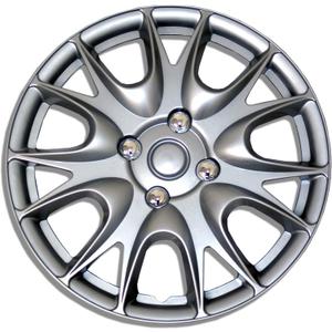 Tuningpros WC-15-3533-S - Pack of 4 Hubcaps - 15-Inches Style Snap-On (Pop-On) Type Metallic Silver Wheel Covers Hub-caps