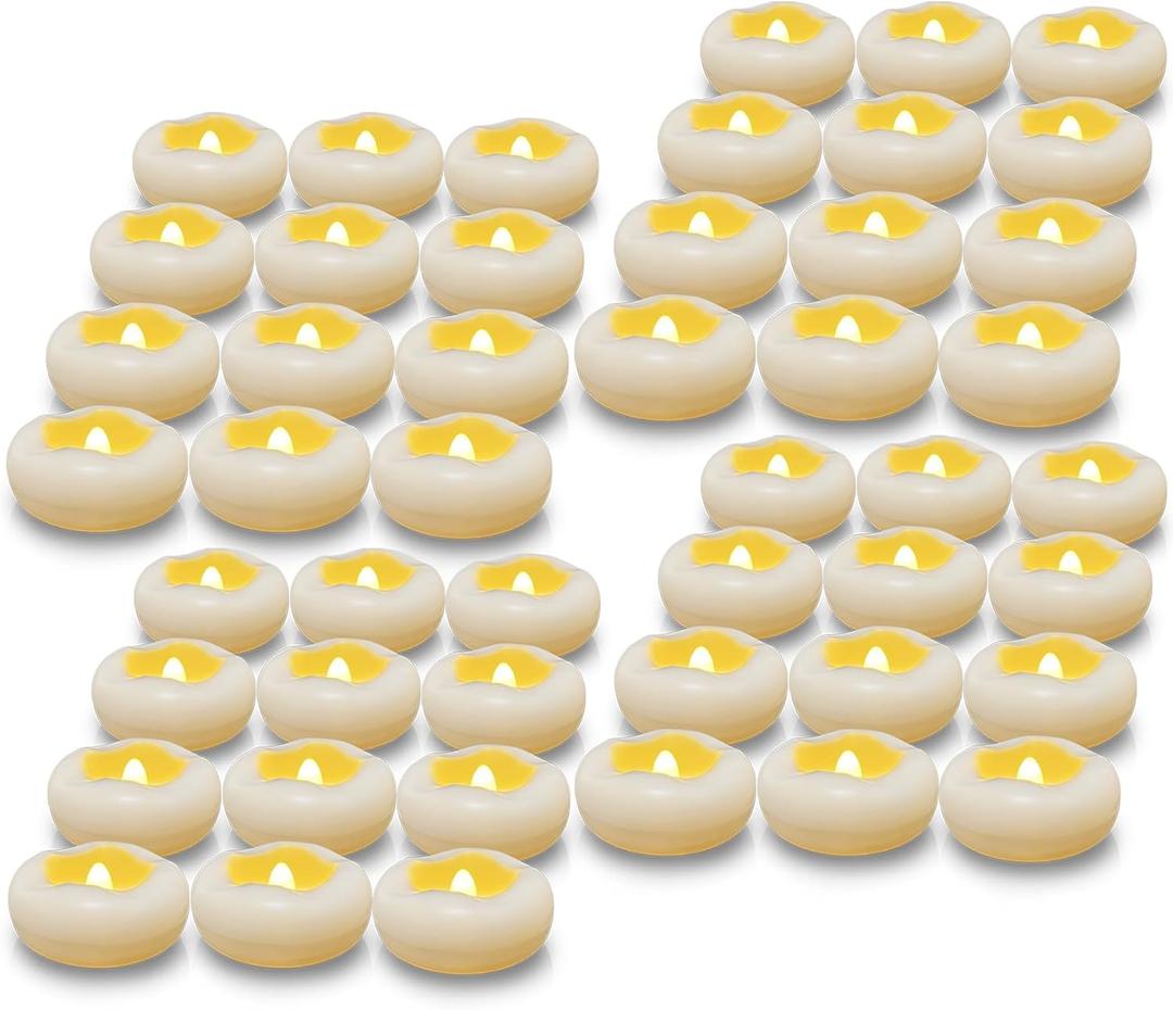 48 x JMTONE Floating Candles, Water-Activated 2.3" Flameless LED Candle Waterproof Plastic White Battery Operated Candle for Centerpieces, Cylinder Vases Table Decorations Wedding Pool Party 48 Packs