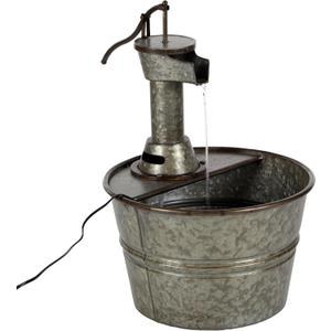 Deco 79 Metal Fountain with Pump Style Faucet, 15" x 17" x 18", Gray