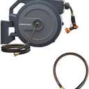 Giraffe Tools Leader Hose 6ftx5/8",Short Water Hose Heavy Duty for Hose Reel,Double Female Fittings and AW40 5/8 Retractable Hose Reel 90 ft Wall Mounted Garden Hose Reel Heavy Duty,9 Pattern Nozzle