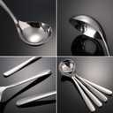 Soup Spoons Stainless Steel Ramen Spoon Set of 4 Heavy Duty Big Spoon Mirror Polished Asian Soup Spoons (Short Handle)