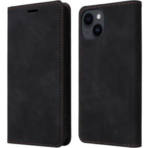 ZZXX for iPhone 14 Case Wallet with [RFID Blocking] Card Slot Photo Fram Kickstand Magnetic Soft Leather Flip Fold Case for iPhone 14 Wallet Case(Black-6.1 inch)
