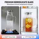 2 Quart (2 Liter 68 oz) Square Glass Pitcher with Lid and Spout, Water Pitchers with Handle for Fridge, Borosilicate Glass Carafe for Hot/Cold Drink, Large Jug for Iced Tea, Coffee, Juice, Milk, Beverage