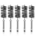 ASNOMY 5Pcs 7/8" Stainless Steel Bore Brush Set, Stainless Steel Bristles, Twisted Knotted, for Power Drill Cleaning