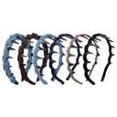 6 Pcs New Vintage High Cranium Artificial Pearl Hairband Elegant Braided Diamond Headbands with Teeth Anti-slip Decorative Hair Bands for Women (Satin, Flocking,Elegant Style,Brown, Blue) (1 Count (Pack of 6))