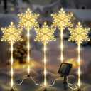 5 Pcs Acrylic Solar Pathway Stakes Lights Outdoor Waterproof, 8 Modes Christmas Decorations Outdoor Yard, Solar Christmas Garden Decor Lights (Xmas Snowflake Warm White)