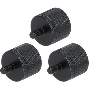 MECCANIXITY 3Pcs Mic Stand Adapter 1/4 Female to M5 Male Thread Screw Adapter Aluminum Alloy for Microphone Tripod Stand Mount, Black