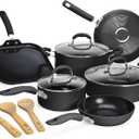 Goodful Ceramic Nonstick Pots and Pans Set, Premium Ceramic Coating Made without PFOA, PTFE or PFAS, Dishwasher Safe, 12-Piece, Charcoal Gray, 12-Piece Nonstick Cookware Set
