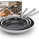 Rorence Non Stick Frying Pan Set, 8/10/12" Tri-Ply Stainless Steel Skillets