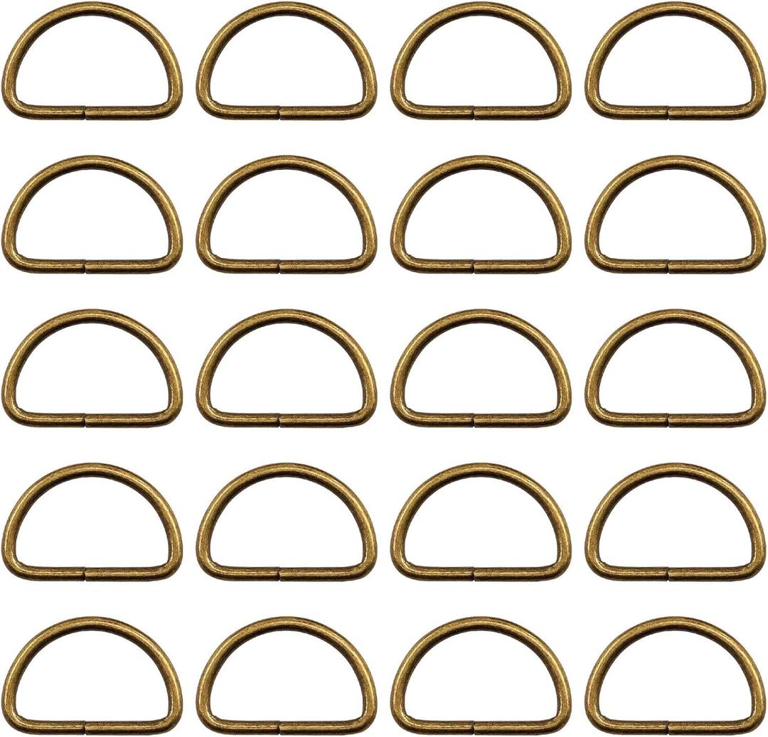 Swpeet 150Pcs 3/4 Inch - 20mm Bronze Multi-Purpose Metal D Ring Semi-Circular D Ring for Hardware Bags Ring Hand DIY Accessories (Bronze, 3/4 Inch)