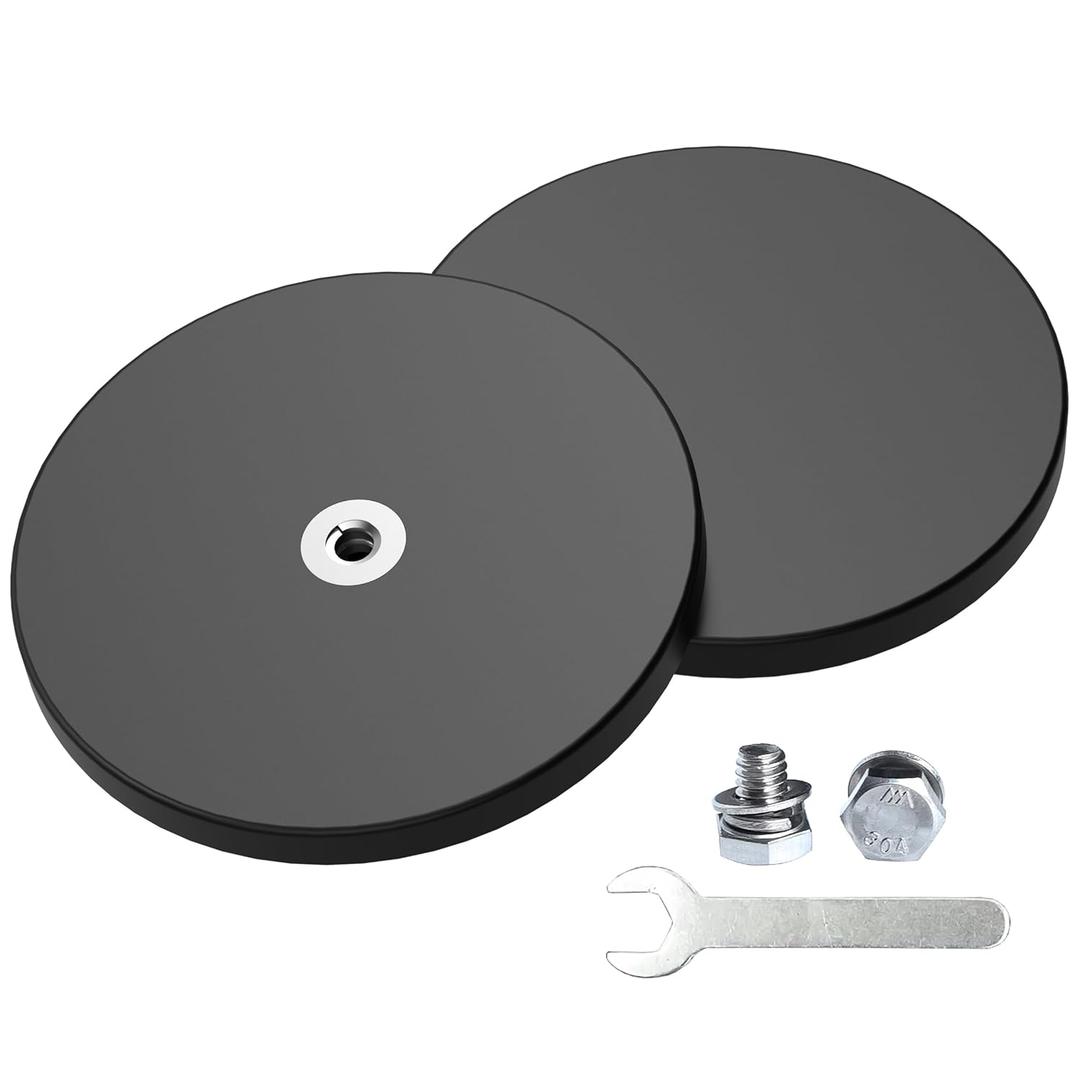 Magnetpro 2 Pieces Strong Rubber Coated Mounting Magnets Anti-Scratch & Anti Corrosion, Over 120 LB Adhesive Power, with 1/4"-20 Stainless Steel Thread Hole and Screw for PTZ, Camera
