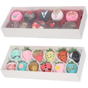 50Pack 12x 4.8 x 2 Inches Clear Chocolate Covered Strawberries Boxes for 12 Charcuterie Boxes Cookies Boxes Bakery Boxes with Window Macaron Boxes Treat Boxes for Christmas Valentine's