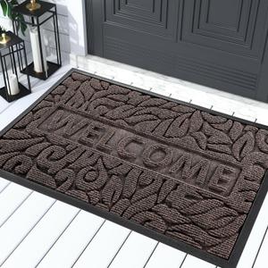 Yimobra Welcome Mat Outdoor, 36x24 Waterproof Door Mat Outside Entrance, All-Weather Non Slip Front Door Mat, Low-Profile Entryway Mat Indoor, Porch and Patio, Brown (36 x 24 Inch, Brown)