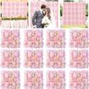 Flower Wall Backdrop 12 PCS Pink Artificial Floral Wall Backdrops 3D Silk Rose Flowers Wall Panels 15X15 Inch Photo Flower Backdrop Wall for Wedding Arrangements Party Background Decoration