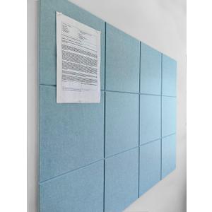 Large Cork Board Alternative - 12-Pack Felt Wall Tiles with Safe Removable Adhesive Tabs, Cork Wall Tiles Bulletin Board Home Office Essentials - Baby Blue