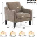 VINGLI Accent Chair for Living Room Chairs Light Brown Reading Chair for Bedroom Scooped Arm Chair Mid Century Modern Accent Chairs Upholstered Comfy Chair for Apartment, Waiting Room, 29.9 inches x 30.7 inches x 33 inches