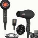 JINRI Hair Dryer, 1875W, 3 Heat & 2 Speed, with Diffuser, with Concentrator, Ionic Technology & Infrared - Black, Detachable Air Intake, Hanging Strap, Non-Foldable, 125V, JINRI-104