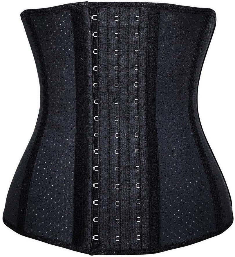 YIANNA Waist Trainer for Women Latex Underbust Waist Cincher Corset Sport Girdle Hourglass Body Shaper (Medium, Black Breathable)