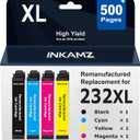 Remanufactured Ink Cartridges Replacement for Epson 232XL 232 XL Ink Cartridges Combo Pack Work with Printer XP-4200 Ink WF-2930 WF-2950 XP-4205 (1 Black, 1 Cyan, 1 Magenta, 1 Yellow)