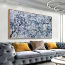 Canvas Wall Art Pictures Wall Decoration Dark Blue And White Abstract Tree Plants Artwork Large Wall Art Modern Painting Framed Pictures For Living Room Home Kitchen Office 29"X58"
