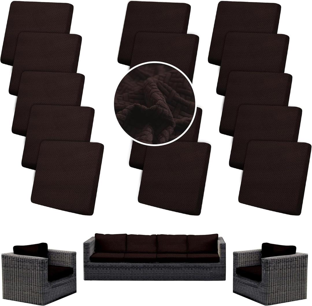 Outdoor Cushion Covers Set,7PCS Patio Furniture Couch Seat Slipcovers, Replacement for Sofa Sectional Chair(Cover，Only)