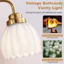 maesta Gold Bathroom Light Fixtures, 3-Light Brushed Gold Vanity Lights with Milk White Tulip Glass Shades, Vintage Bathroom Lights Over Mirror for Bedroom Living Room Hallway