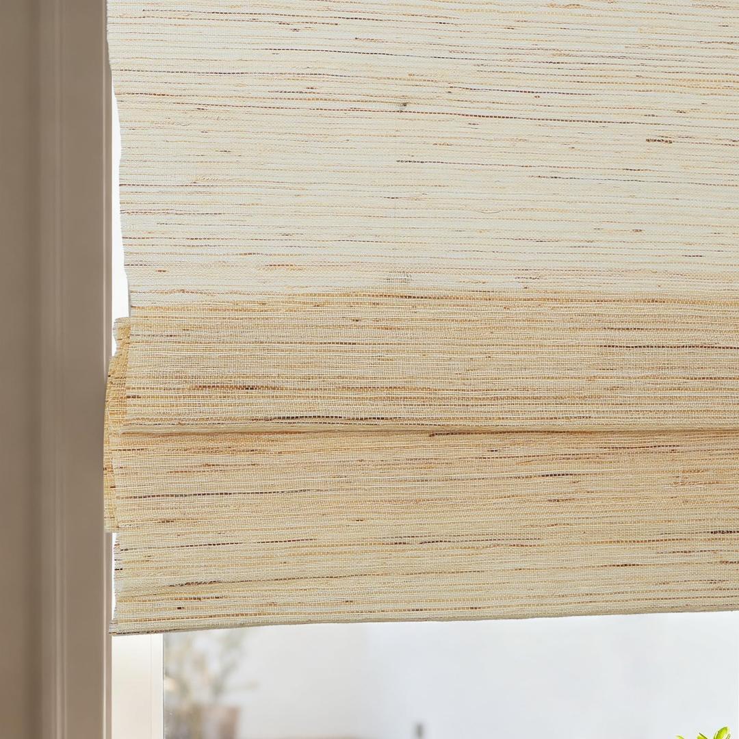 Cordless Roman Shades, Linen Material Blinds for Window, 29" W x 48" H