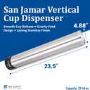 San Jamar Pull-Type Cup Dispenser 32-46 Oz. Cups for Restaurants, Home, and Office, Plastic, 23.5 Inches, Silver, Large