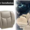 NLQR #522/52i Med Tan Driver & Passenger Bottom & Top Lean Back Replacement Leather Seat Covers & Armrests fit for Chevy Silverado Tahoe Suburban Avalanche GMC Yukon Sierra 1500 2500 3500 HD 2003-2007