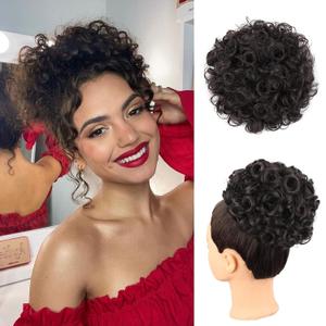 Matthia Messy Bun Hair Piece Curly Wavy Drawstring Ponytail Extensions for Black Women, Synthetic Loose Wave Large Curly Ponytail Extension Clip on Hair Bun Hair Pieces for Women Daily Use(2#)