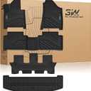 3W Floor Mats & Cargo Liner Fit for 2024 2025 2026 Hyundai Santa Fe (Not for Hybrid) 7 Seats, Full Set Floor Liner TPE All Weather Heavy Duty Car Accessories, Anti-Slip