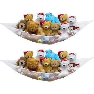 Simple Houseware 2 Pack Stuffed Animal Toy Hammock Net, Corner Wall Storage for Kids Room, White