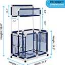 Essentially Yours Pool Noodles Holder, Toys, Floats, Balls, Equipment Mesh Rolling Double Decker Storage Organizer Bin, Large with Noodle Holder, (35.3" W x 23" L x 59.4" H), Blue Style 561935