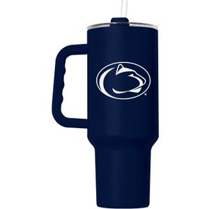 Logo Brands NCAA 40 oz Tumbler with Handle -Stainless Steel Insulated Travel Tumbler with Straw Lid Powder Coated, Leak-Resistant, Keeps Drinks Hot/Cold Great for Tailgating, or Everyday Use