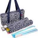 Linda Li New! - American Mahjong Set 166 Premium White Tiles, 4 All-in-One Rack/Pushers, Blue Paisley Soft Bag Classic Full Size Complete Mahjongg Set, Standard American Mah Jongg Tiles