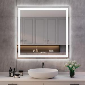 ISKM LED Mirror for Bathroom Lighted Vanity Mirror for Wall Front Lights + Backlit LED Bathroom Mirror Anti-Fog Tempered Glass ETL Listed (Front and Backlit, 36'' x 36'')