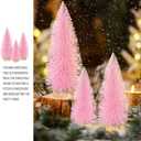 9Pcs Mini Christmas Trees Christmas Decor Artificial Christmas Decorations with 4 Sizes, Christmas Tree Bottle Brush Trees Christmas Table Decorations (Pink Light Pink White)
